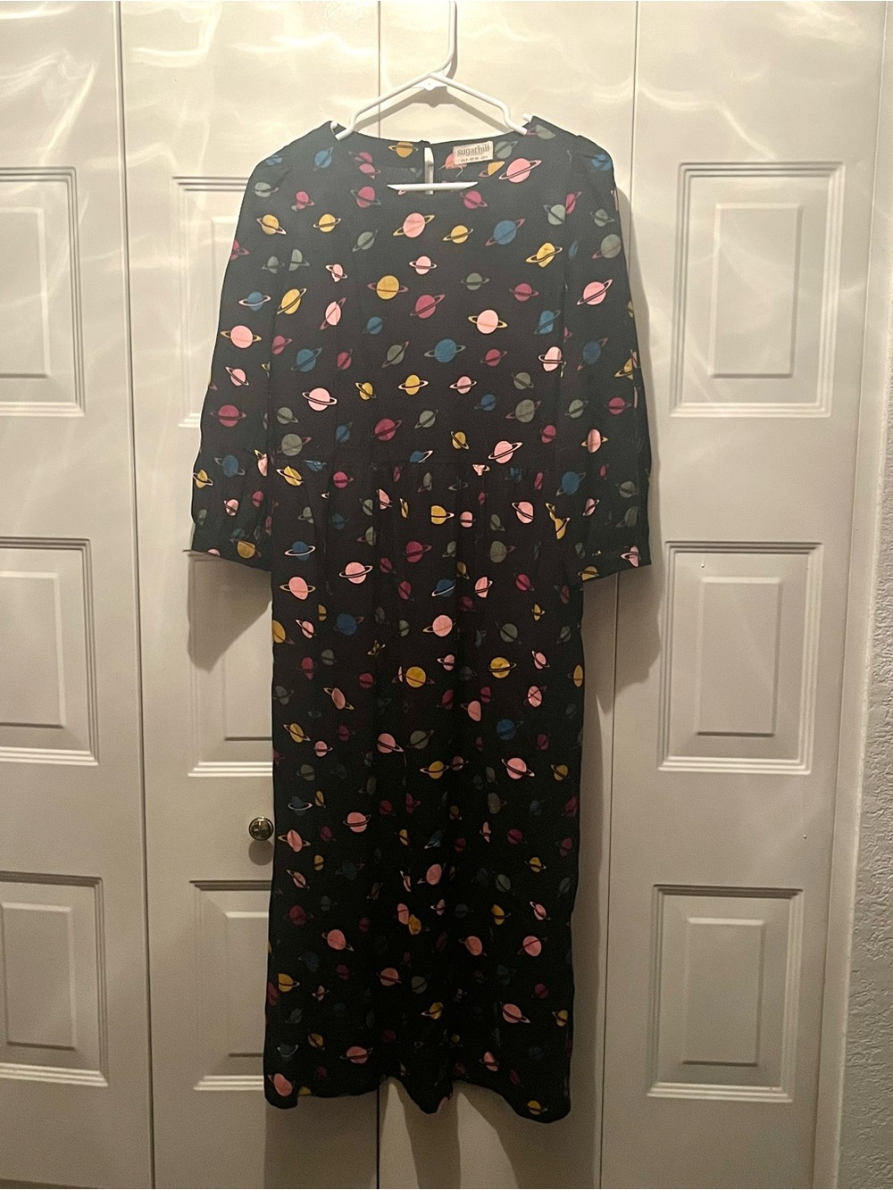 Sugarhill Brighton Black Planet Astronomy Space Empire Waist Dress 4